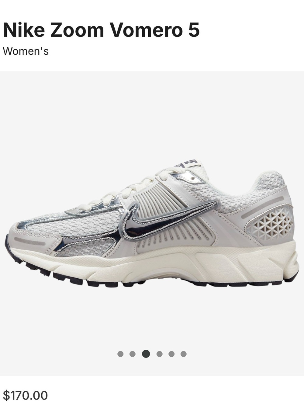 Nike Women's Zoom Vomero 5 Running Sneakers - White & Silver